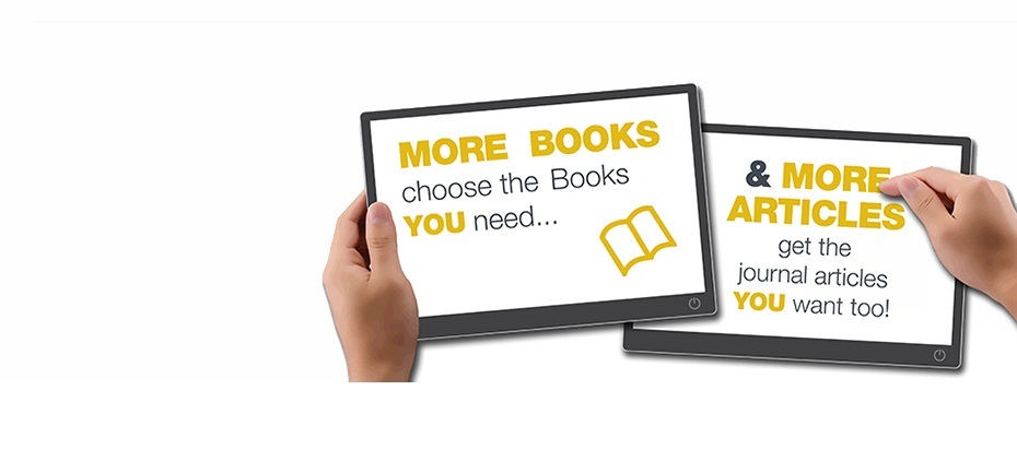 Tablet saying more books choose the books you need and more articles get the articles you want too!