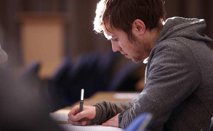 Student taking an exam