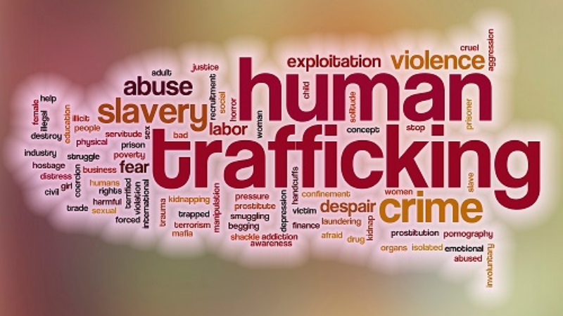 word cloud related to human trafficking
